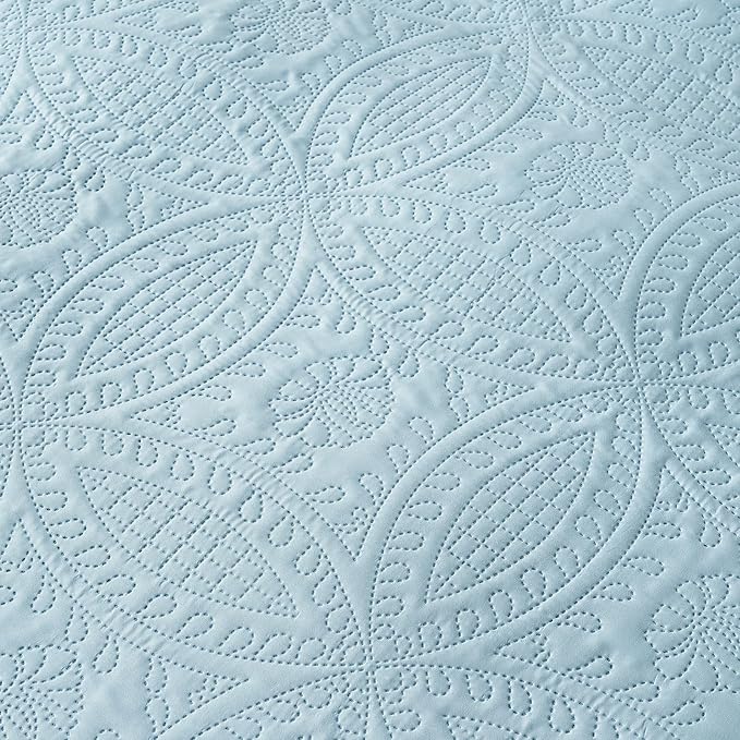 akkialla Queen Quilt Bedding Set, Sky Blue Ultrasonic Full/Queen Quilt Set - Image 7