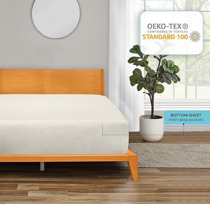 ROYALE LINENS 300 Thread Count 100% Long Staple Combed Cotton Fitted Sheet - Image 6