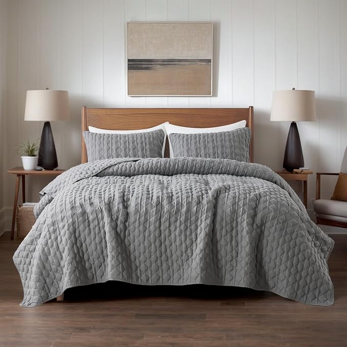 WDCOZY Dark Grey Quilt Twin Size Bedding Sets - Image 2