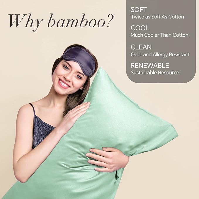 BEDELITE Standard Pillow Cases Set of 2, Rayon Derived from Bamboo, Cooling - Image 2