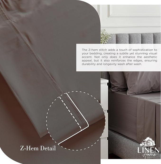 Linen Home 100% Cotton Percale Sheets Twin Size, Deep Pocket, 3 Pieces Set - Image 3