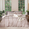MooMee Bedding Duvet Cover Set 100% Washed Cotton Linen Like Textured by MOOMEE