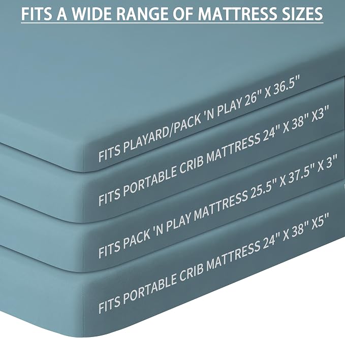 GUNTAIL Pack and Play Sheets Fitted, 2 Pack Pack n Play Sheets - Image 3