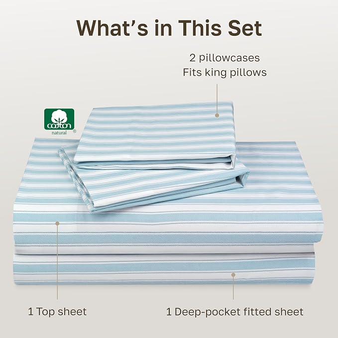 California Design Den Soft 100% Cotton Sheets King Size Set, 400 TC Good - Image 4