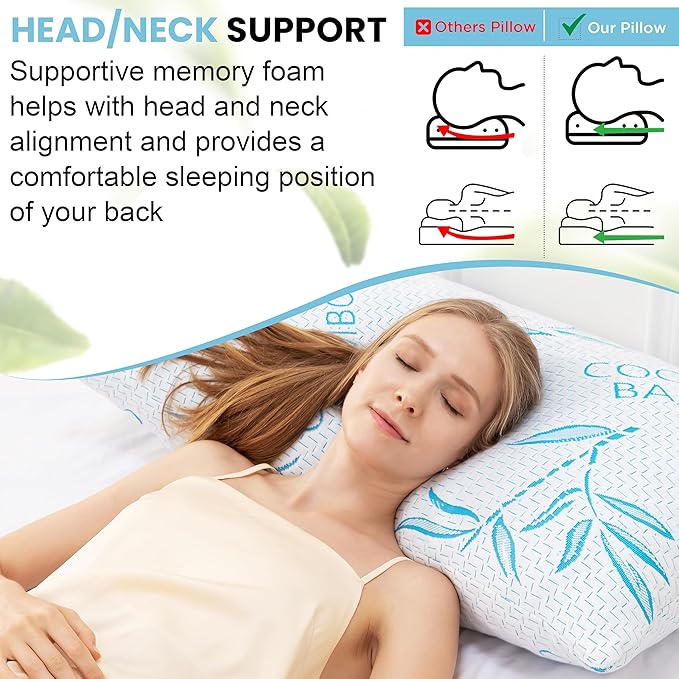 2 Pack King Size Pillows for Sleeping, Cooling Shredded Memory Foam Adjustable - Image 5