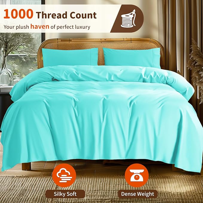 LBRO2M 1000 Thread Count 100% Egyptian Cotton Sheets Set Twin XL, 3 Piece Sets - Image 3