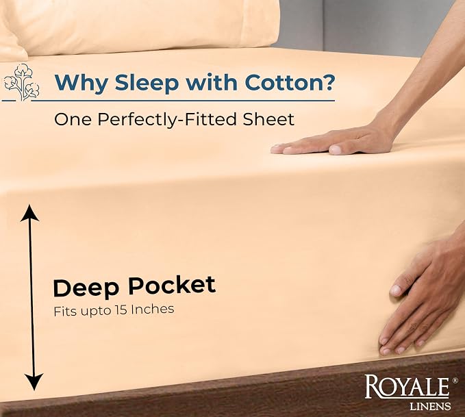 Royale Linens 100% Organic Cotton Fitted Sheet - Image 2