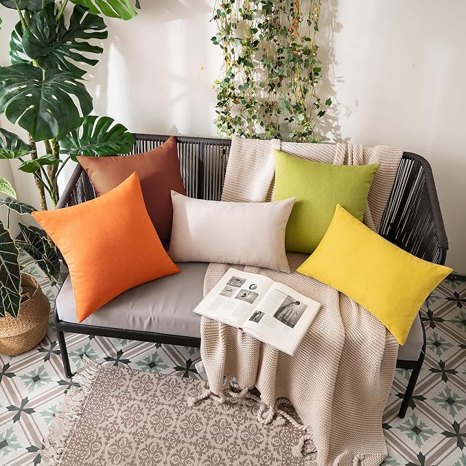 MIULEE Pack of 2 Decorative Outdoor Solid Waterproof Throw Pillow Covers Faux - Image 4