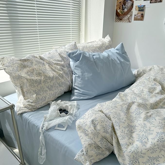 mixinni Blue Floral Duvet Cover Twin XL Size - Image 7