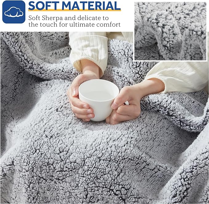Sealy Electric Blanket Heated Throw 50"x60" Soft Double Sherpa Super Cozy - Image 5