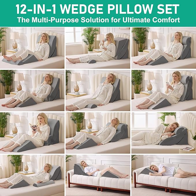 4PCS Wedge Pillow Set for After Surgery, Orthopedic Bed Wedge Pillow for Back - Image 5