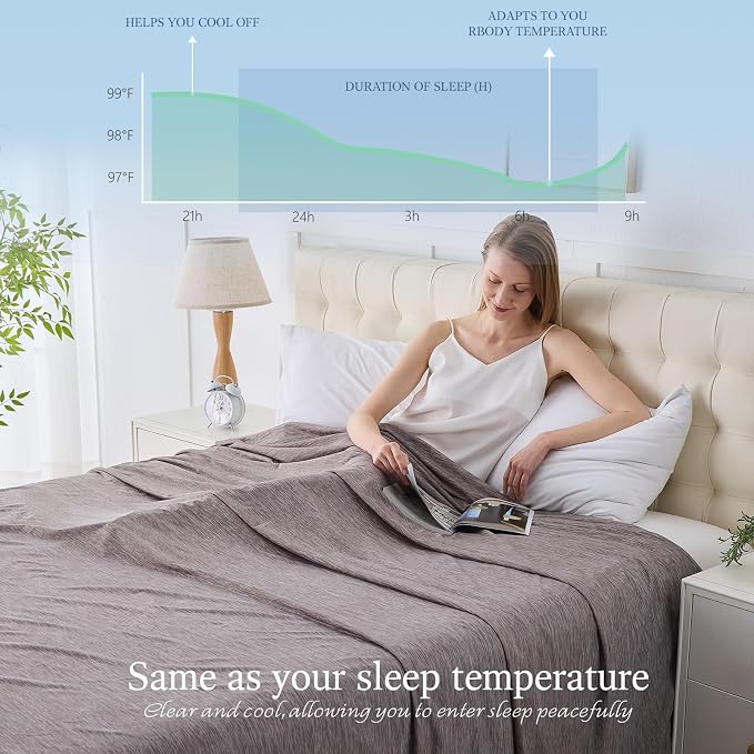 Cooling Blanket Queen Size, Cold Blanket Thin Lightweight Breathable Soft - Image 3