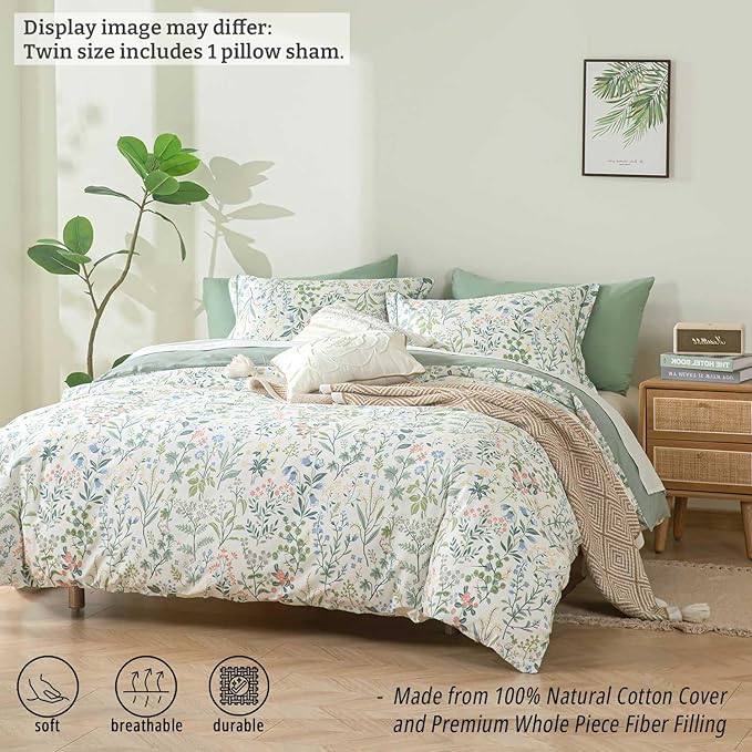 LEMIROE Floral Cotton Comforter Twin Size - Image 2