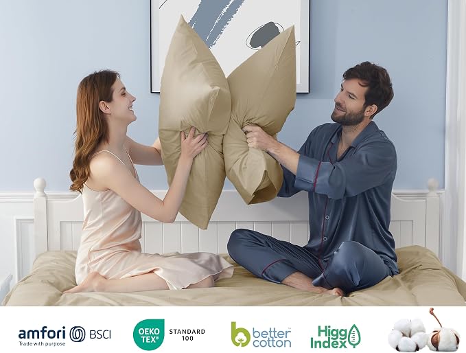 Pillow Cases, King Size Cotton Percale Weave Pillowcases, Pre-Shrunk Breathable - Image 5