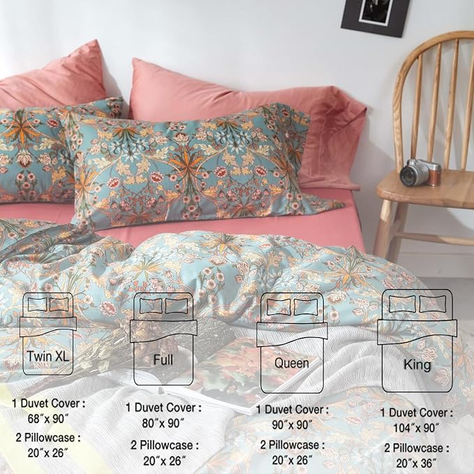 mixinni Vintage Style Garden Flower Duvet Cover Set - Image 4