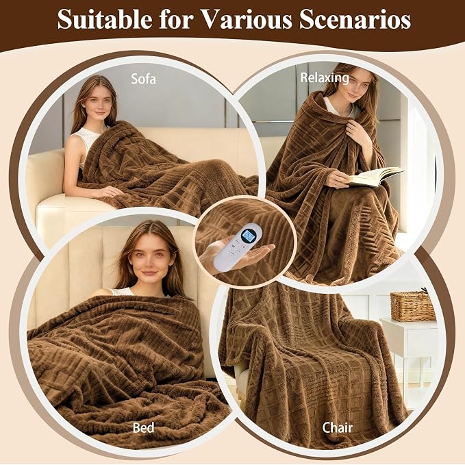 Eastsora Heated Blanket Electric, Waffle Heating Blanket - Image 8