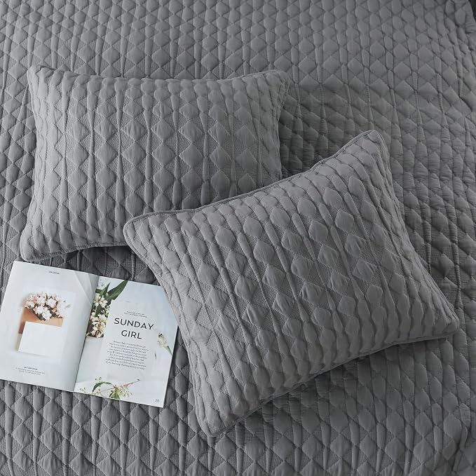 WDCOZY Dark Grey Quilt Twin Size Bedding Sets - Image 4