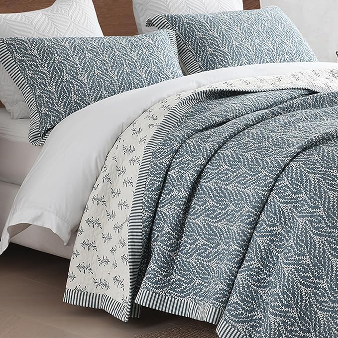 SahSahCasa Quilt Set Queen Size, 100% Cotton Quilt Bedding Set Bedspread by SahSahCasa