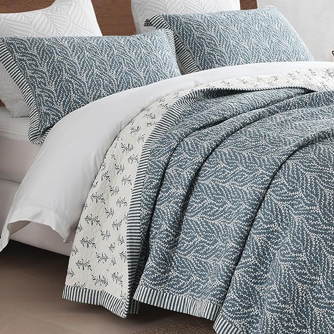 SahSahCasa Quilt Set King Size, 100% Cotton Quilt Bedding Set Bedspread by SahSahCasa
