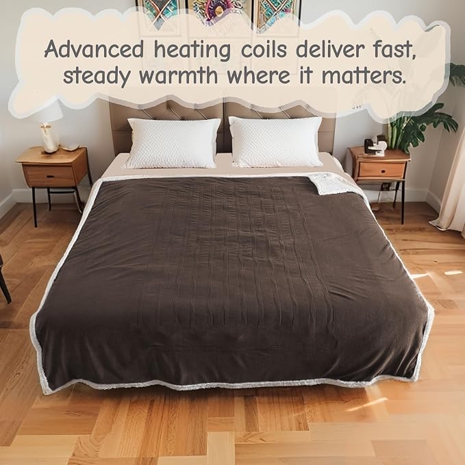 Electric Heated Blanket Full Size 72"x84", Soft Flannel - Image 9