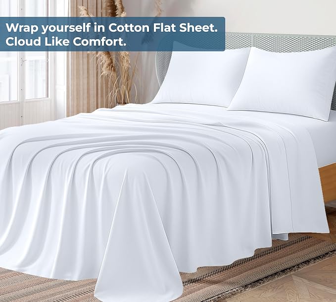 Royale Linens 100% Organic Cotton Twin XL Flat Sheet Only - Image 2
