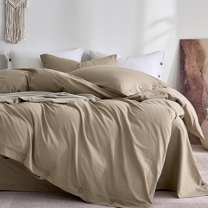 JELLYMONI 100% Washed Cotton Duvet Cover Twin – Soft, Breathable Linen-Look by JELLYMONI