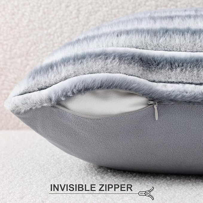 Pallene Faux Fur Plush Throw Pillow Covers 26x26 Set of 2, Luxury Soft Fluffy - Image 3