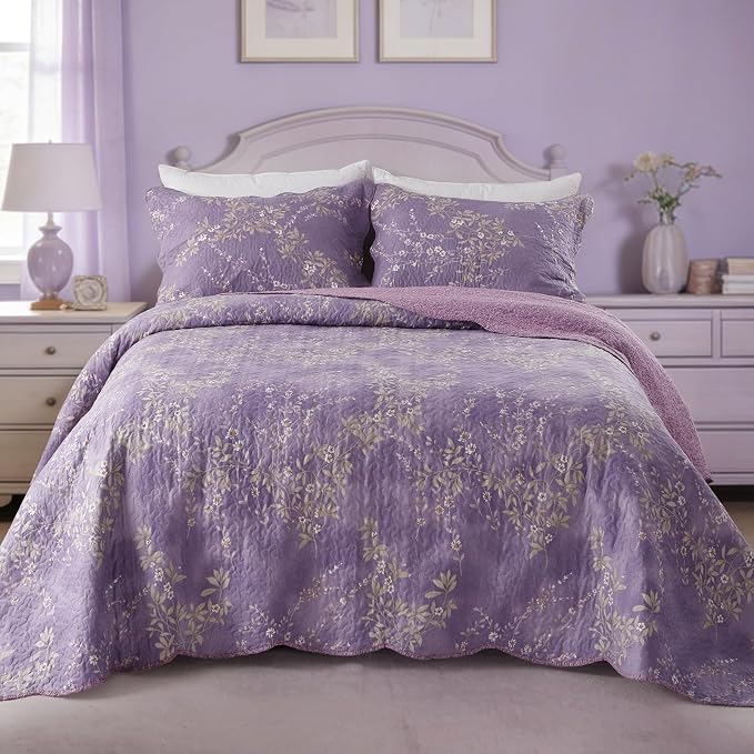 GOONE King Quilt Set 104x90, Lightweight Washed Coverlet, Reversible Spring & - Image 8