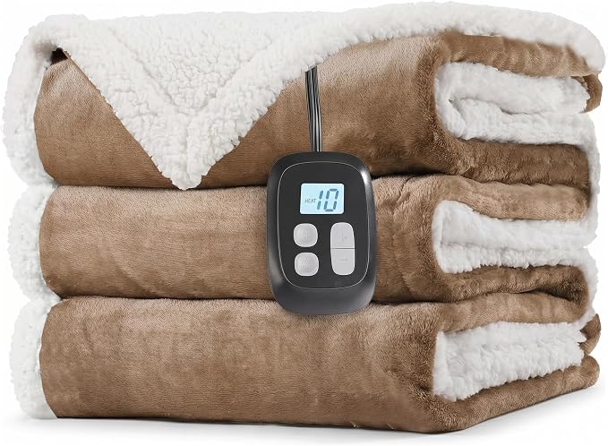 LaffyLo Electric Heated Blanket Twin Size 62 x 84, Fast Heating Blanket by LAFFYLO