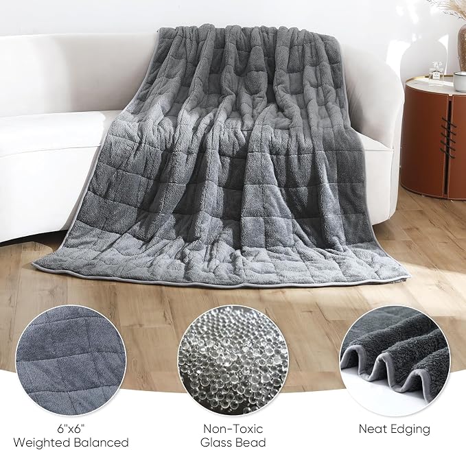 Sherpa Weighted Blanket for Adults, 15 lbs Furry Bed Blanket for Deep Sleep - Image 5