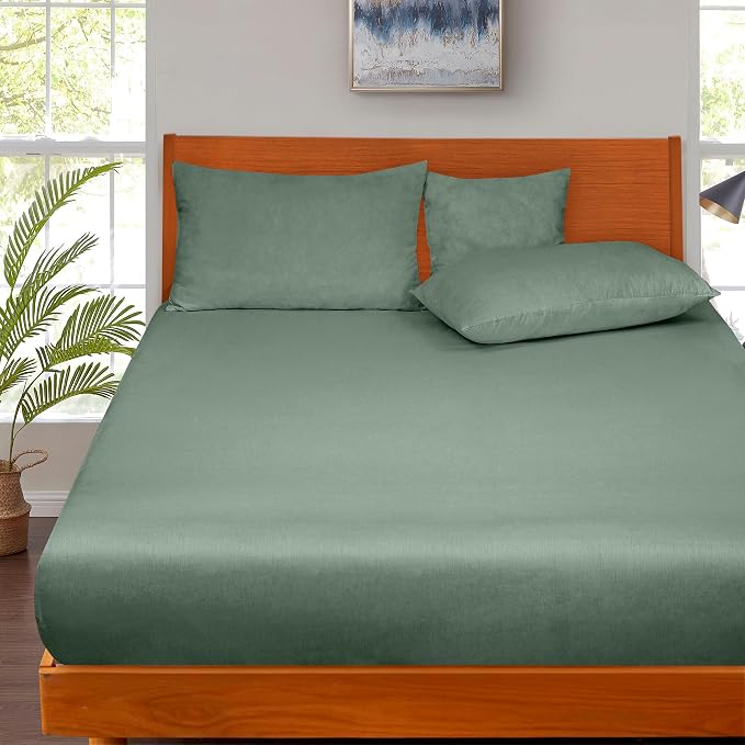 ROYALE LINENS 300 Thread Count 100% Long Staple Combed Cotton Fitted Sheet Queen - Image 5