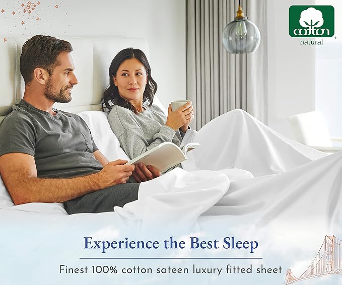 2 California King Fitted Sheets, 400 Thread Count 100% Cotton Sateen, Deep - Image 7