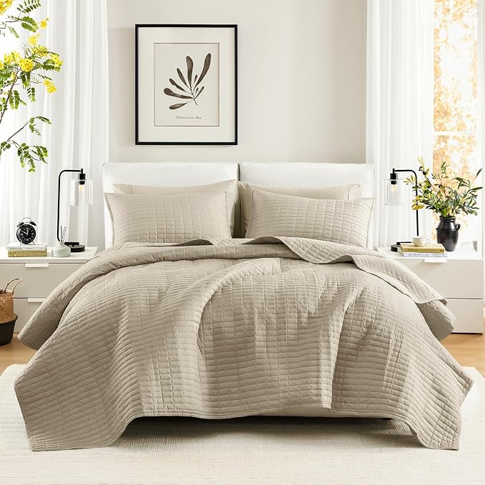 Comfort Spaces Twin Quilt Set Modern Reversible Plaid Coverlet Twin Bedding Set by ComfortSpaces