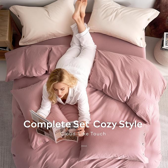 JELLYMONI 100% Washed Cotton Duvet Cover Full – Soft, Breathable Linen-Look - Image 8