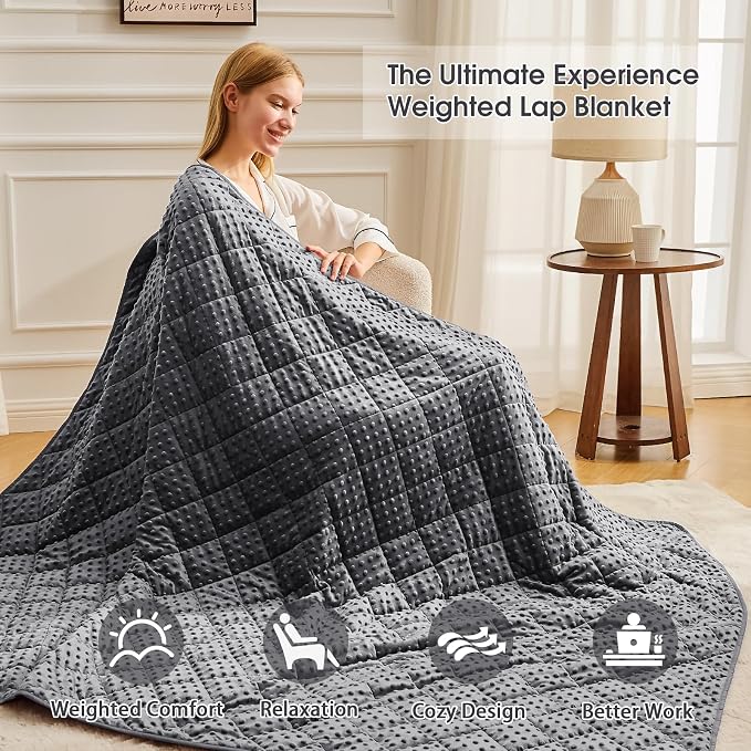 Grey Weighted Blanket for Adults 15lbs, Twin Full Size Cooling Minky Heavy - Image 4