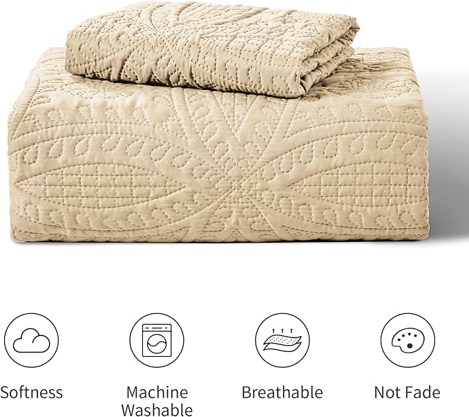 Love's cabin Twin Quilt Set Camel Bedspreads - Image 7