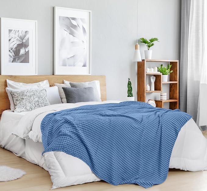 Utopia Bedding 100% Cotton Waffle Weave Blanket Queen Size - Image 6