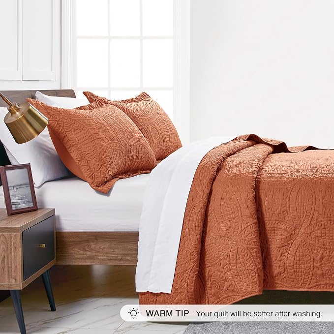 Love's cabin King Size Quilt Set Umber Bedspreads - Image 4