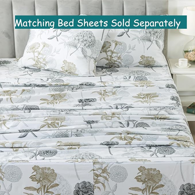FADFAY Floral Duvet Cover Set Twin XL 100% Cotton College Bedding Ink Grey - Image 6
