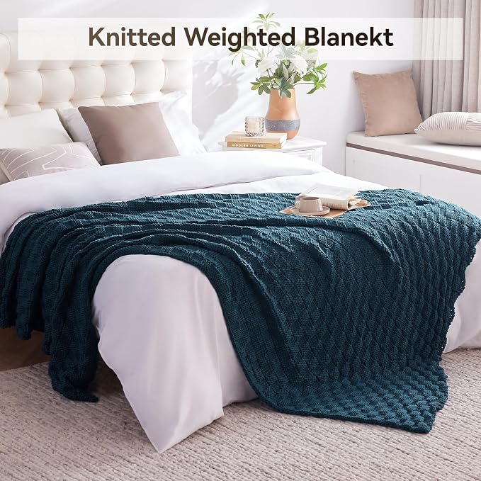 Knitted Weighted Blanket for Adult, No Beads Heavy Blanket 50” x 60'' 5lbs - Image 6