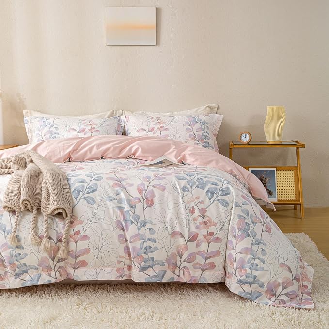 OAITE Duvet Cover Set King Size Floral Pattern Ultra Soft 100% Cotton Duvet - Image 2