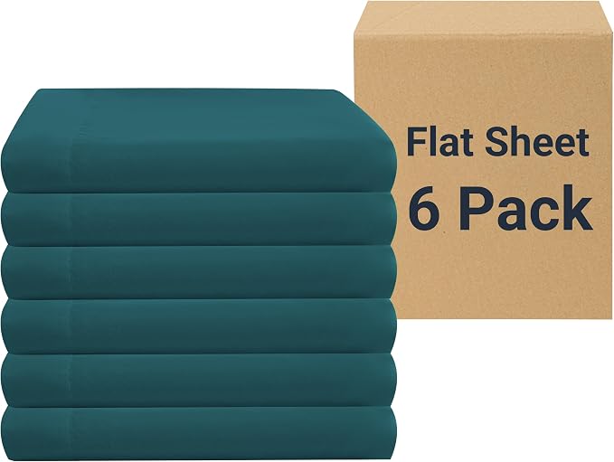 ZPECC Queen Flat Sheet Only 6 Pack, Durable Teal Top Bed Sheets Hypoallergenic by ZPECC-ABrandThatHasBeenFocusedOnBabyProductsFor18Years