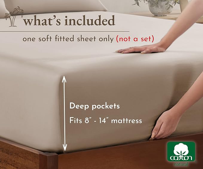 California Design Den Soft 100% Cotton Fitted Sheet King, Deep Pocket, Durable - Image 4