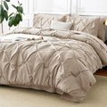 CozyLux King Size Comforter Set Wheat, 7 Pieces Pintuck Bed in A Bag Wheat by CozyLux