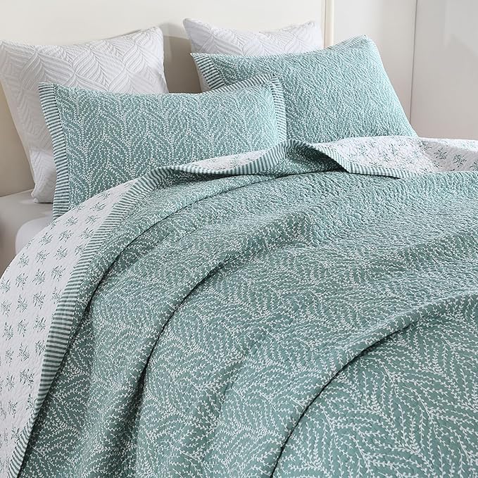 SahSahCasa Quilt Set Queen Size, 100% Cotton Quilt Bedding Set Bedspread by SahSahCasa
