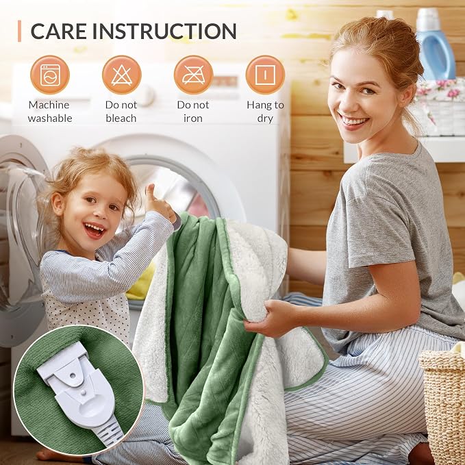 HOMLYNS LuxeHeat Heated Blanket Electric Blanket Full Size, Soft Flannel Sherpa - Image 9