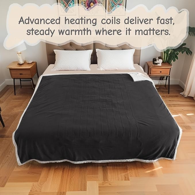 Electric Heated Blanket Throw Size 50"x60", Soft Flannel - Image 8