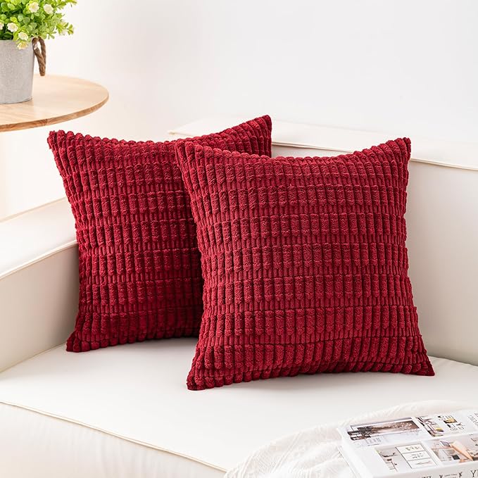 Aegero Pack of 2 Corduroy Decorative Throw Pillow Covers 22x22 Inch Soft by Unknown