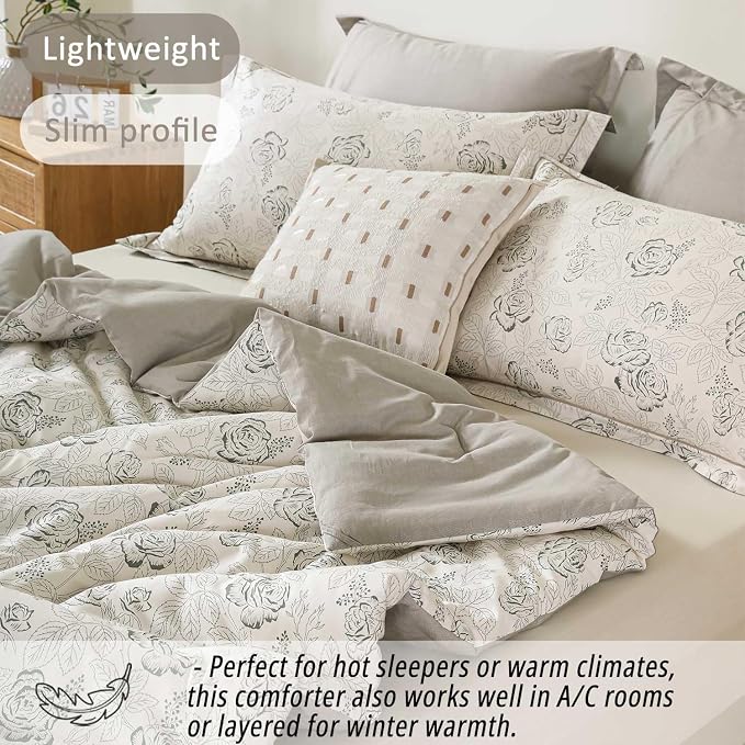 LEMIROE Vintage Botanical Cotton Comforter King Size 3PC - Image 3