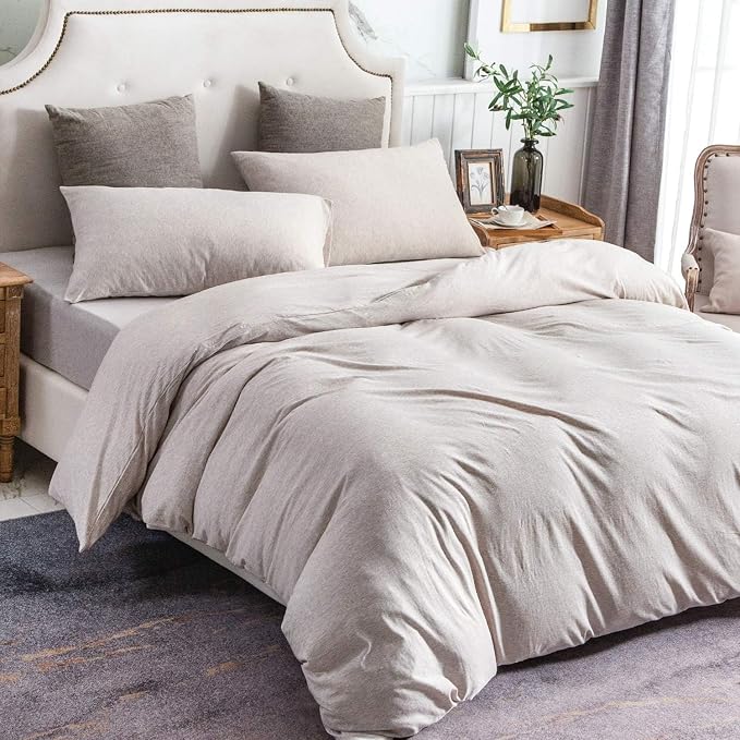 PURE ERA Jersey Knit Duvet Cover Set 100% T-Shirt Cotton Super Soft Comfy 3pc - Image 9